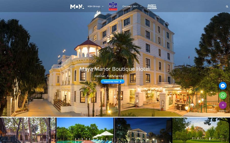 The KGH Group site, showing Maya Manor Boutique Hotel and the group’s other properties.